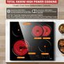 Ceramic Hob, 4 Zone Built-in Electric Hob 60cm, Ceramic Cooktop with Touch Control, 6600W, 9 Power Levels, Dual Ring Zone, Oval Zone, Timer, Child Lock, for All Pots, Hard Wired, without Plug Image 5
