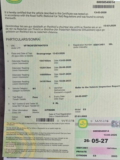 Citroen C5. New NCT. 155554 KMs.