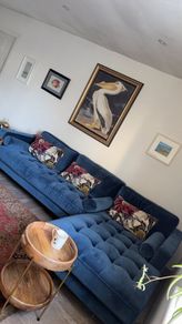 Navy Blue L-Shaped Sofa  Excellent Condition