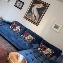 Navy Blue L-Shaped Sofa  Excellent Condition