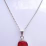 Sterling Silver 925 Chain Necklace With Resin Silver Mounted Flower Pendant Hallmark Length 16,5" - 5,94g Image 2