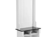 Hall Tree, Wooden Hall Tree with Bench and Shoe Storage, White Hall Tree with Coat Rack, Adjustable Shelves and 5 Hanging Hooks,