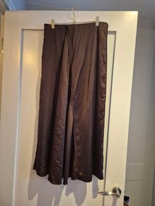 brown satin midi skirt