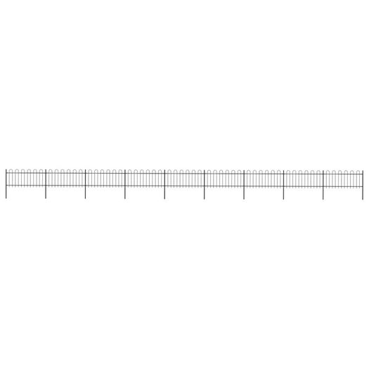 Garden Fence with Hoop Top Steel 15.3x0.8 m Black