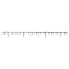 Garden Fence with Hoop Top Steel 15.3x0.8 m Black