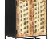 Sideboard 60x35x75 cm Rough Mango Wood and Natural Cane
