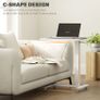 Height Adjustable Standing Desk, Pneumatic Sit Stand Desk for Laptop, Mobile Overbed Table with Wheels for Home Office, White Image 5