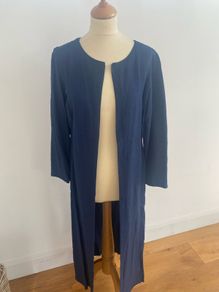 JFW long light coat viscose/linen - size 12- denim blue