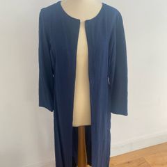 JFW long light coat viscose/linen - size 12- denim blue