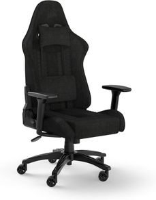 RELAXED Gaming Chair - Fabric - Racing-Inspired Design - Lumbar Pillow - Detachable Memory Foam Neck Pillow - Adjustable Seat Height - Adjustable Armrests - Black