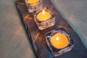 LOVELY Slate Candle Trio with 3 Glass Candle Holder.