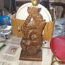 Hand Carved Wooden Table Lamp featuring a detailed Chinese Dragon. Carved Hardwood or Teak. Asian, dating from the Early to mid 20th century. postage available or collection Image 2
