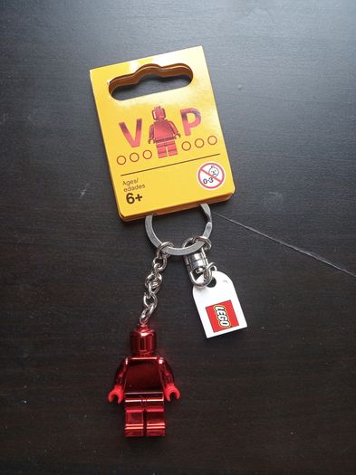 LegoVIP Chrome Red Minifigure Key Chain with Lego Logo Tile