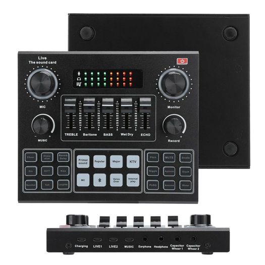 New Pro Sound Card, Multifunctional Live Sound Card, V Bluetooth Sound Card Stereo Audio Mixer for Computer Game Mobile Phone Live Broadcast, for Computer Game, Mobile Phone ,Live Broadcast