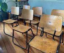 Set of 6 Vintage School Stacking industrial chairs