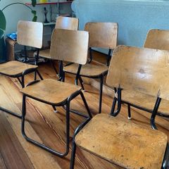 Set of 6 Vintage School Stacking industrial chairs