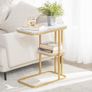 Side Table  faux marble with Golden Metal Frame Image 2