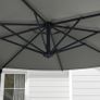 3 m Cantilever Umbrella, Tiltable, Rotating, Hand Crank, Wind Vent, Metal Pole, Dark Gray Image 5