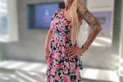 One shoulder floral dress