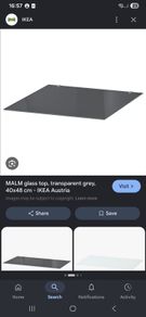 free ikea malm glass top in grey 40x48cm