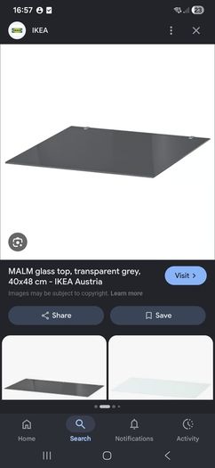 free ikea malm glass top in grey 40x48cm