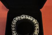 Silver 925 Textured chain link T-Bar Bracelet 35,75 grams