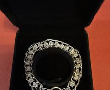 Silver 925 Textured chain link T-Bar Bracelet 35,75 grams