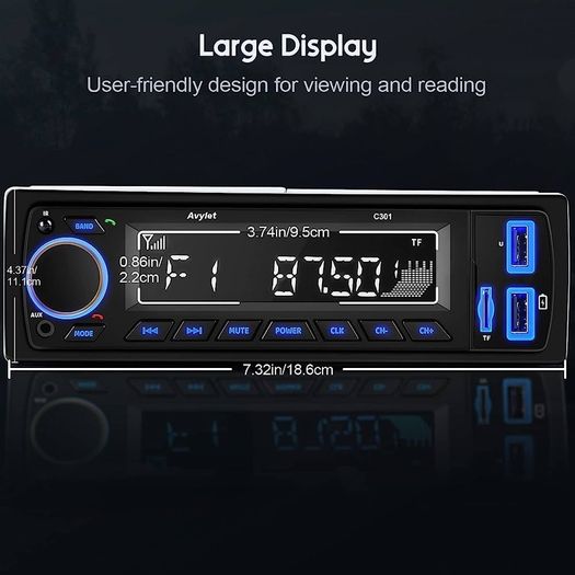 7 LED Colors Car Stereo Handsfree Calling Bluetooth 5.0 Car Radio, Stereo & Clock, 4X60W FM Radio USB/AUX (FREE SHIPPING)