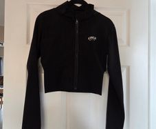 Black Kinga Wear cropped zip up athletic jacket, size 10