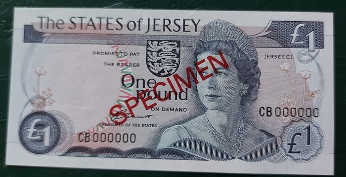 Bank Of Jersey  1976 "specimen" One Pound  Note Uncirclulated