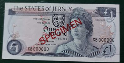 Bank Of Jersey  1976 "specimen" One Pound  Note Uncirclulated