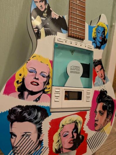 Guitar Shaped CD Player Elvis & Marilyn Design Working