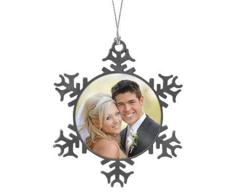 Personalised Snowflake Christmas Ornament - Pewter with your photos