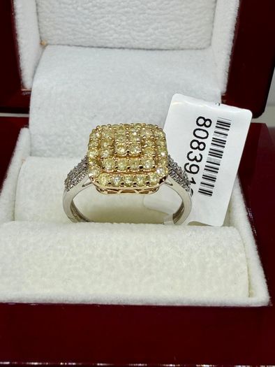 Gold SGL Certified - Natural Yellow Diamond & White Diamond Ring in 9K Yellow & White Gold 1.00 Ct.