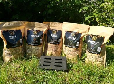 BBQ cast iron smoker box and wood chips 4 bags