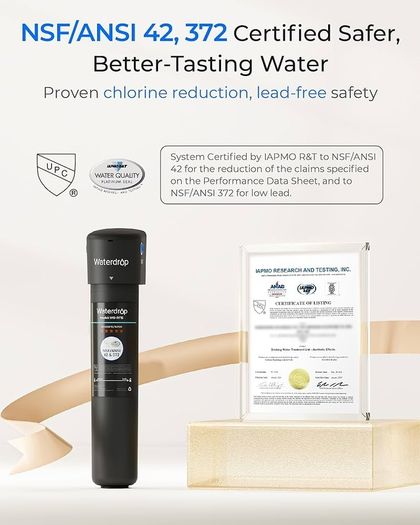 15UA Under Sink Water Filter, 19000 Gallons High Capacity Water Filter System Direct Connect to Kitchen Faucet, Reduce PFAS, PFOA/PFOS, Lead, Chlorine, Bad Taste, NSF/ANSI 42 Certified