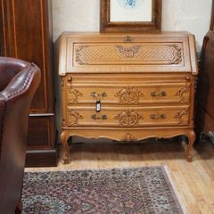 French Oak Bow Front Bureau