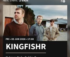 1 x front standing ticket kingfishr