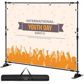 ' Backdrop Banner Stand Adjustable Telescopic Height and Width Retractable Banner Stand with Carrying Bag