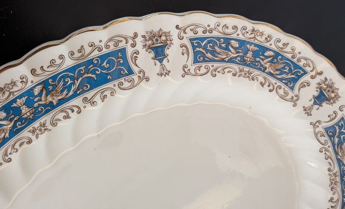 Pair Myott Rialto Blue Oval Serving Platter Plates Staffordshire Ironstone Vint