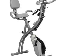2-in-1 Folding Exercise Bike with 8-Level Magnetic Resistance, Arm Resistance Band, Pulse Sensor, Grey
