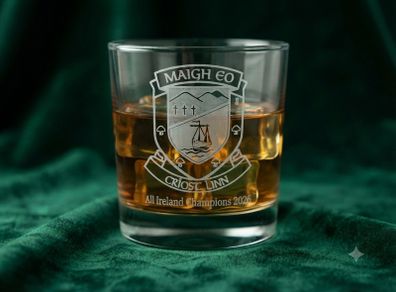 Mayo All Ireland Champions 2026 engraved Whiskey Glass