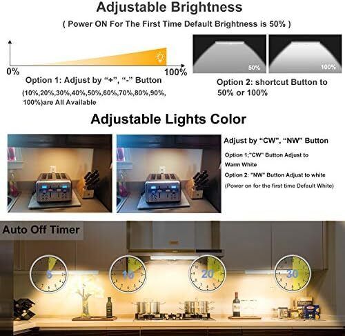 LDOPTO Under Cabinet Kitchen Lights with Remote Dimmable LED Cupboard Battery Powered LED Bedroom Lights with Timer for Kitchen Hallway, Multiple Colors 4 Pack