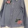 Pinstripe Embroidered Blouse BNWoT Image 4