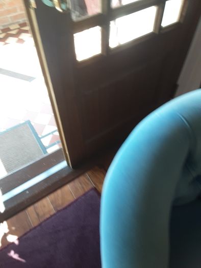 Pair of blue velvet buttoned armchairs with twisted wooden legs immaculate condition