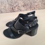 womens RALPH LAUREN sandals black leather block heels strappy buckle shoes Size UK 3.5 B EU 36.5 Image 9