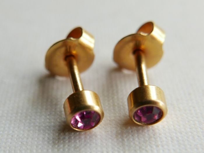 Quartz Crystal October Birthstone, 24kt Gold Plated  Earrings
