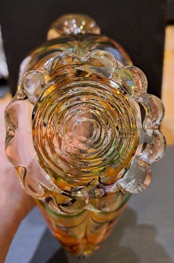Vintage Heavy Art Glass Chicken Bowl