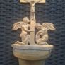Antique solid Brass Holy Water Font Crucifix and Angels Image 2