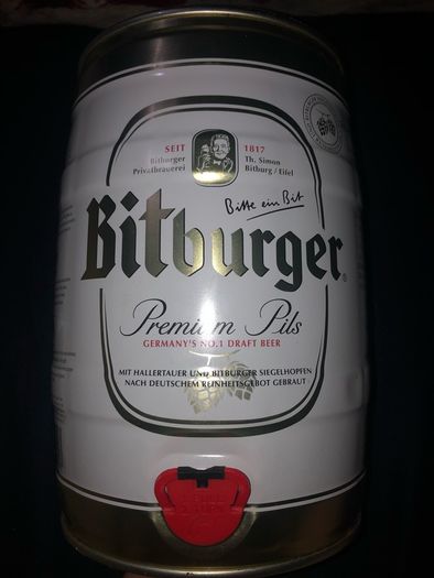 bitburger beer empty can 5 L